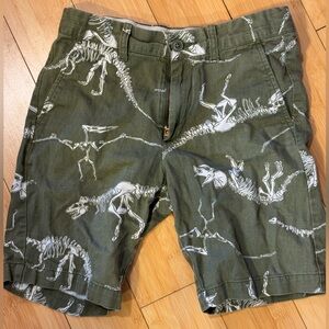 LIKE NEW!  Crewcuts Kids Green Dino Pattern Cotton Shorts Sz 10